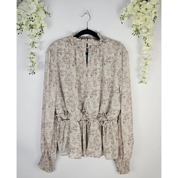 Perfectly Priscilla Plus Size 3XL Floral Smocked Blouse Cottagecore Peplum Top - Picture 4 of 12